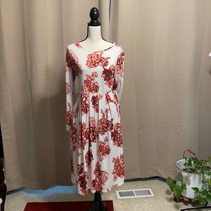 White and red floral dress